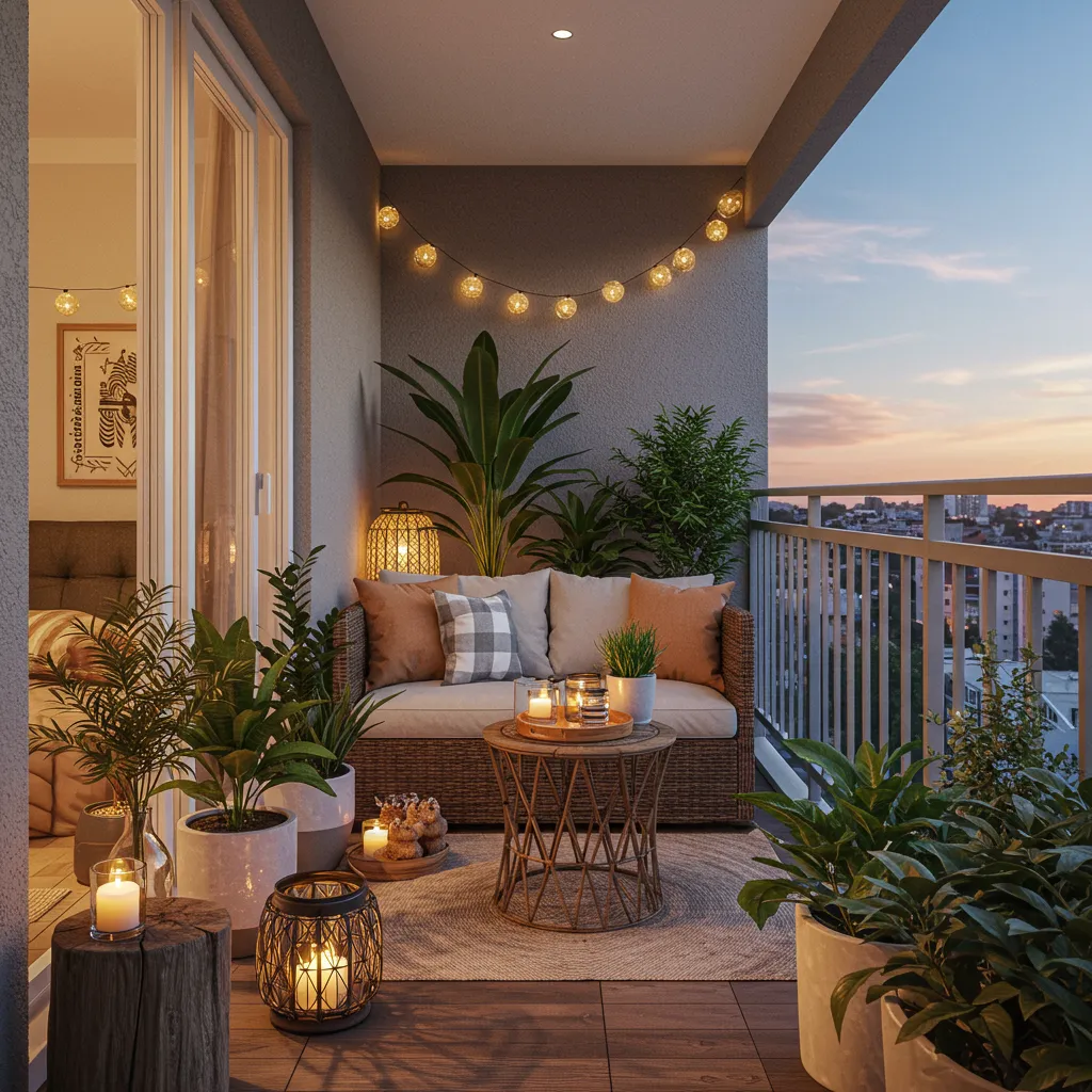 10 Cozy Balcony Ideas That Create a Space You'll Never Want to Leave balcony string lights ideas