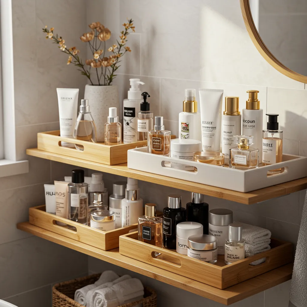 bathroom organization shelves