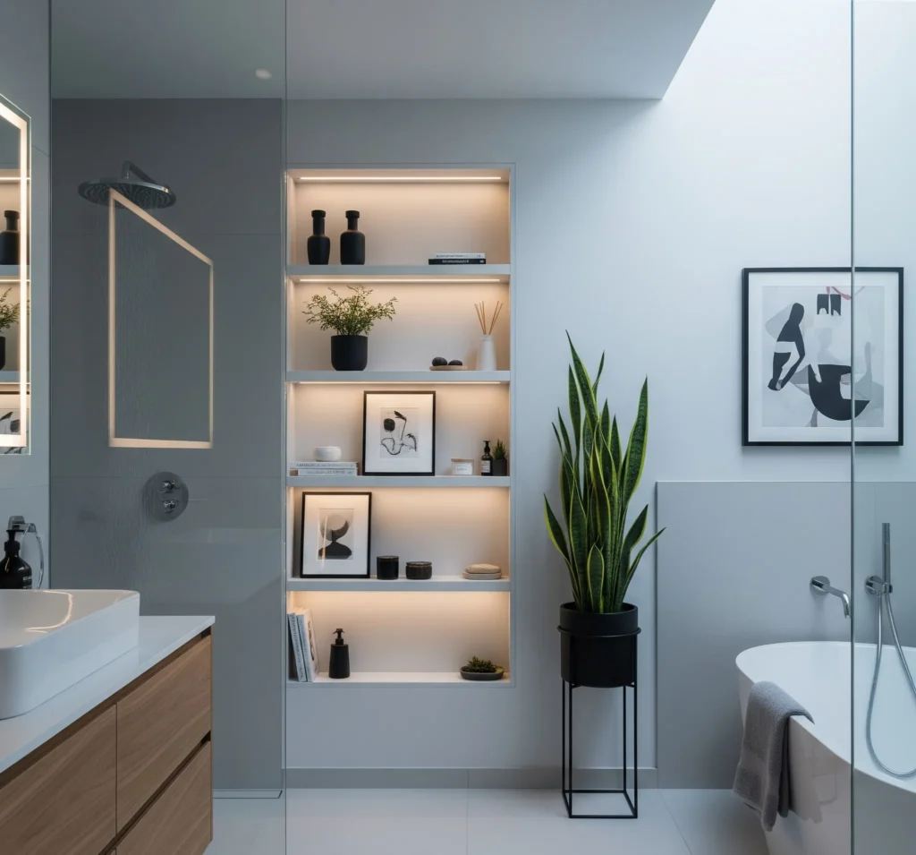 bathroom shelf decor