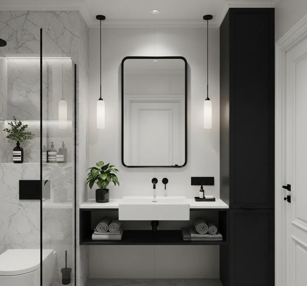 black bathroom decor