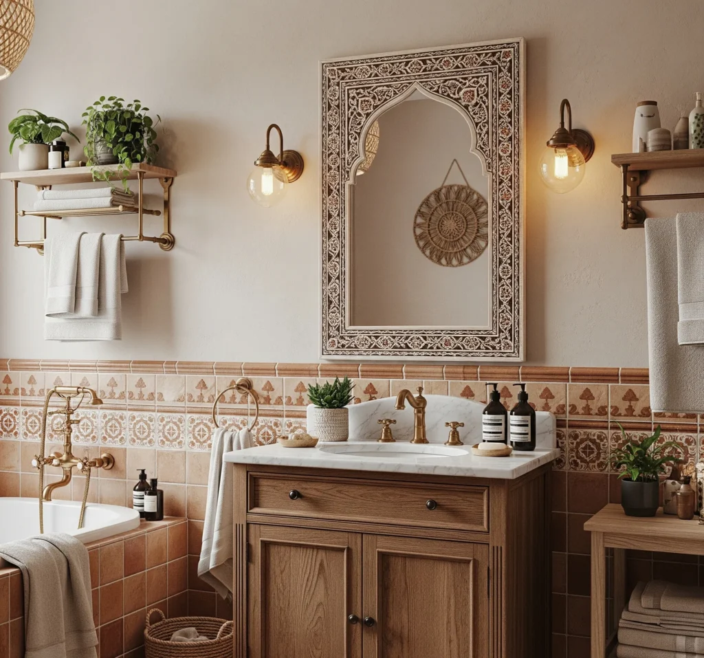 Boho Bathroom Decor Ideas That Don’t Look Overdone boho bathroom mirror