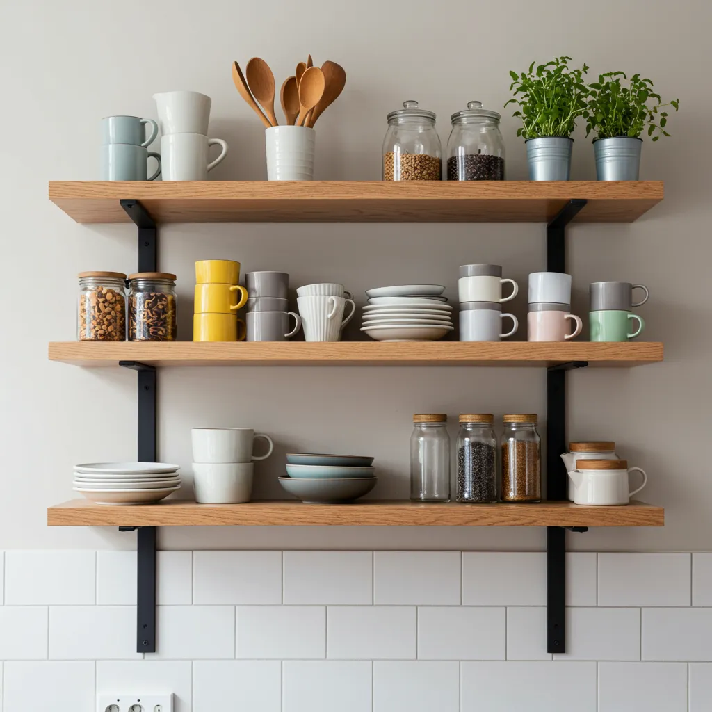 How to Build Easy DIY Floating Shelves (No Power Tools on Walls!) diy floating shelves kitchen