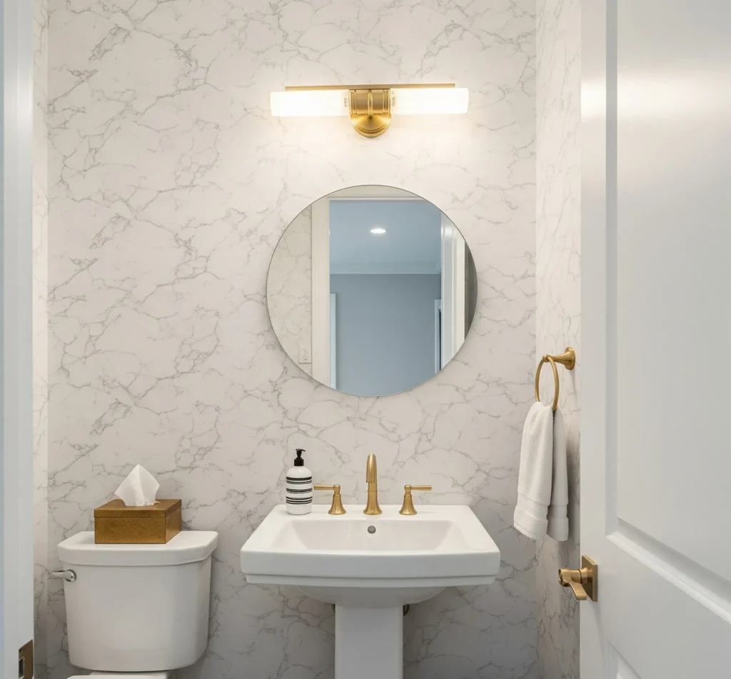 15 Peel and Stick Wallpaper Ideas That Instantly Transform Any Room (No Damage!) peel and stick wallpaper for bathroom