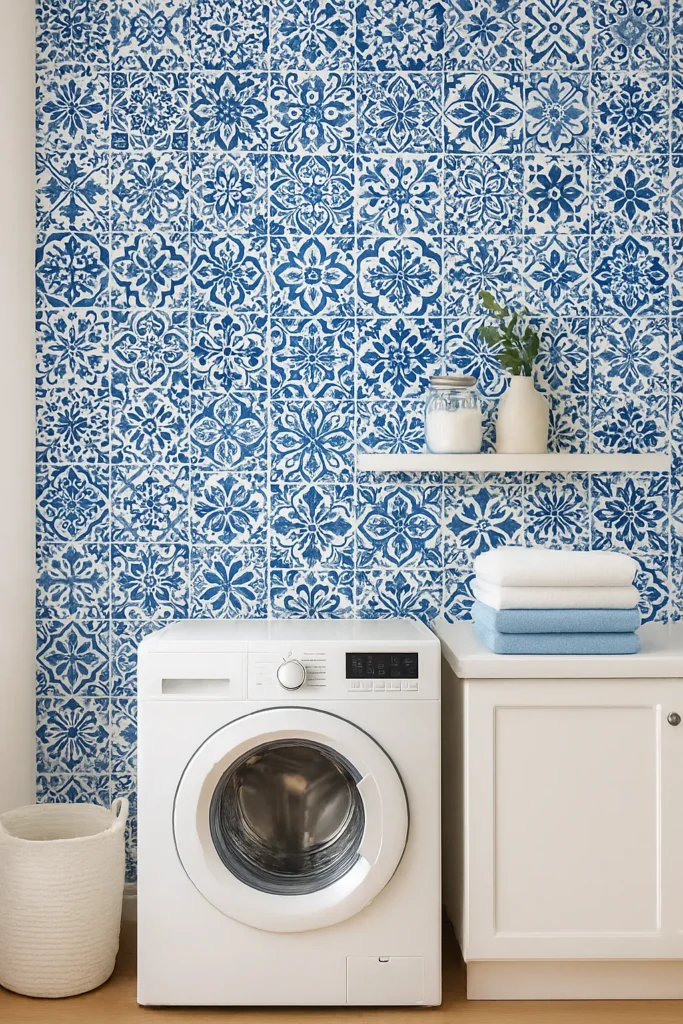 15 Peel and Stick Wallpaper Ideas That Instantly Transform Any Room (No Damage!) peel and stick wallpaper laundry room