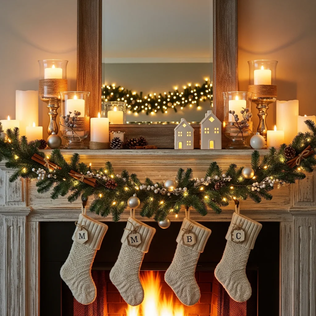 christmas mantel styling on a budget