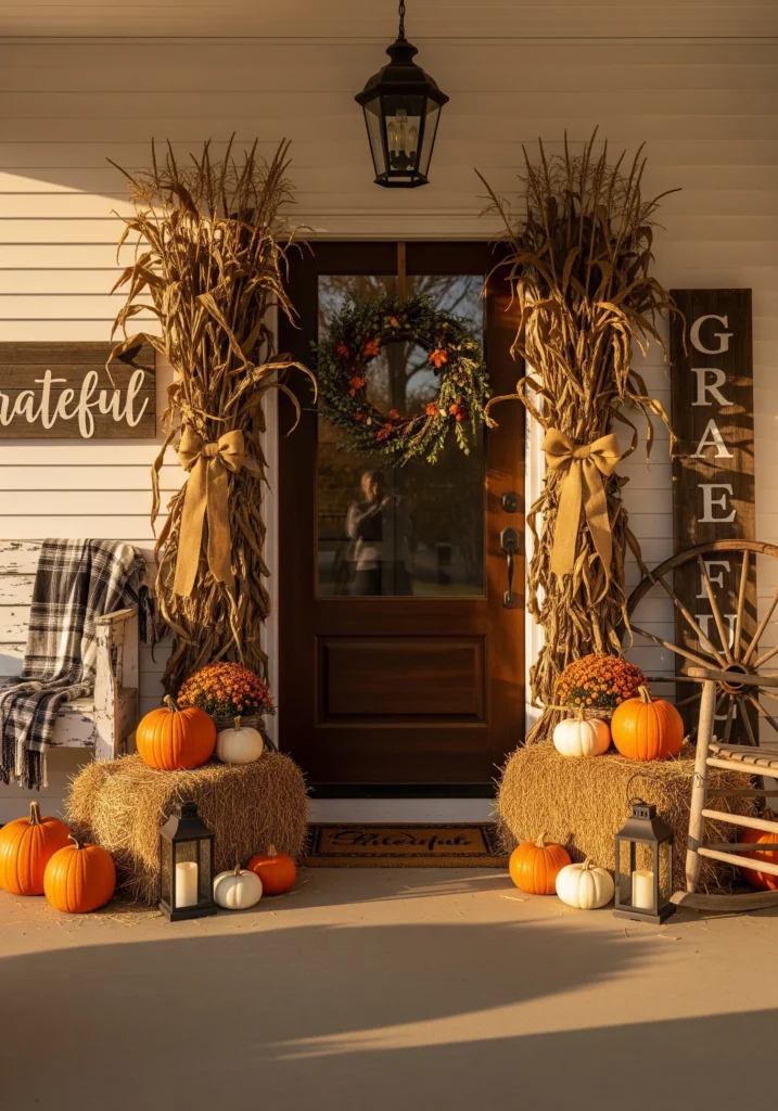 corn husk porch decor