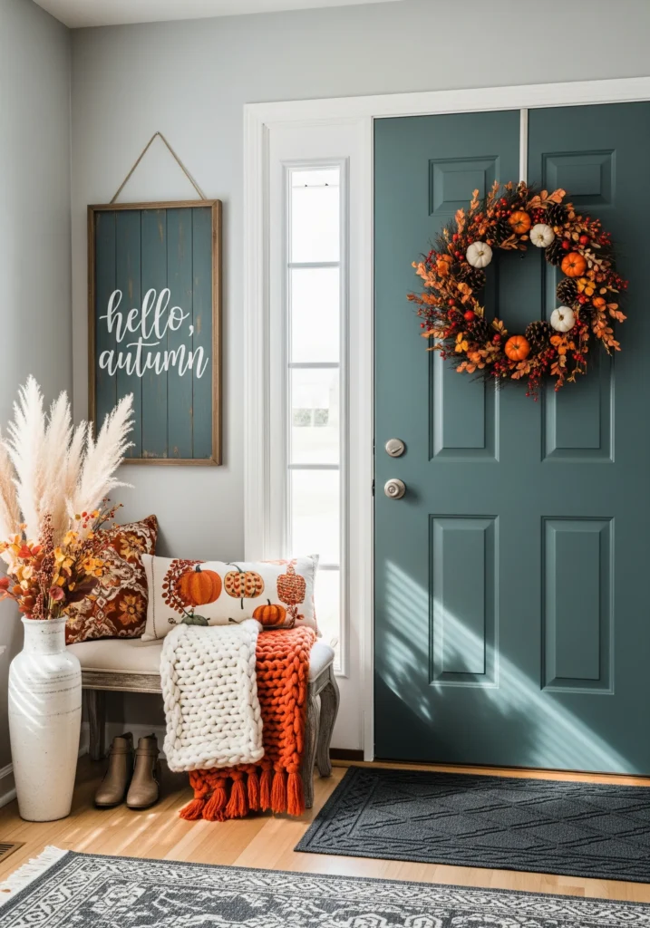 9 Fall Entryway Decor Ideas That Set the Perfect Seasonal Mood cozy fall entryway