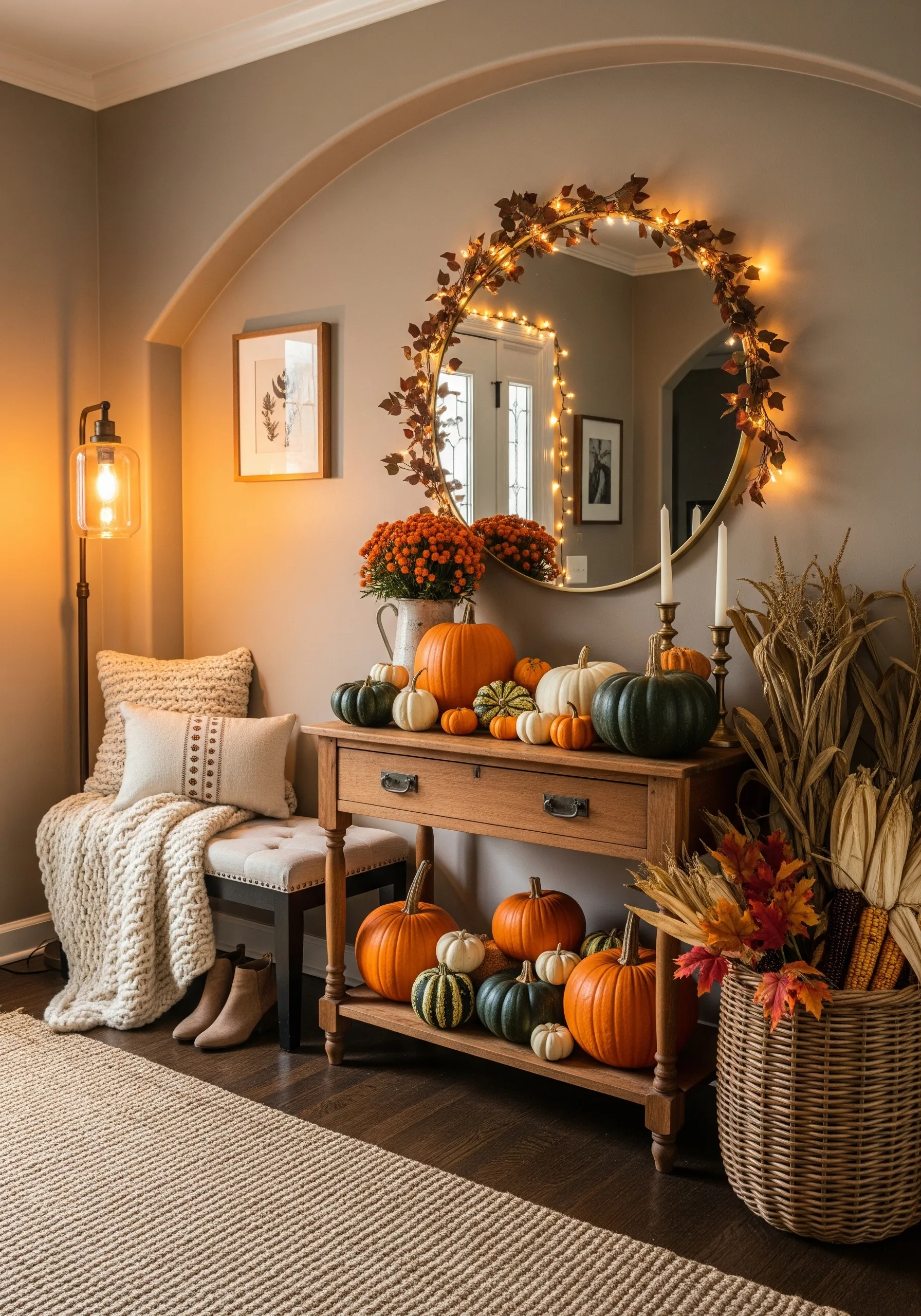 fall front entry decor