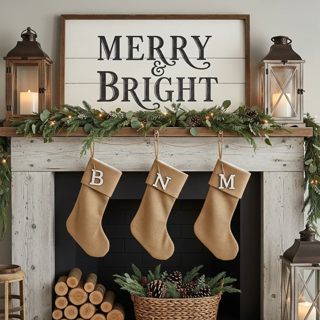 15 Classic & Cozy Christmas Mantel Ideas That’ll Make Your Living Room Feel Like a Holiday Movie farmhouse christmas mantel