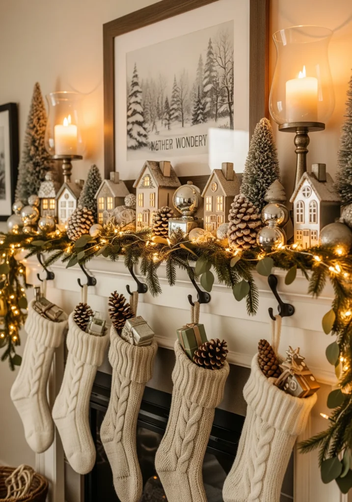 11 Cozy Farmhouse Christmas Mantels You Can Copy This Year farmhouse christmas mantel decor