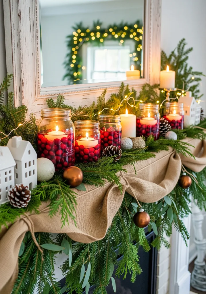 11 Cozy Farmhouse Christmas Mantels You Can Copy This Year farmhouse christmas mantel decor ideas