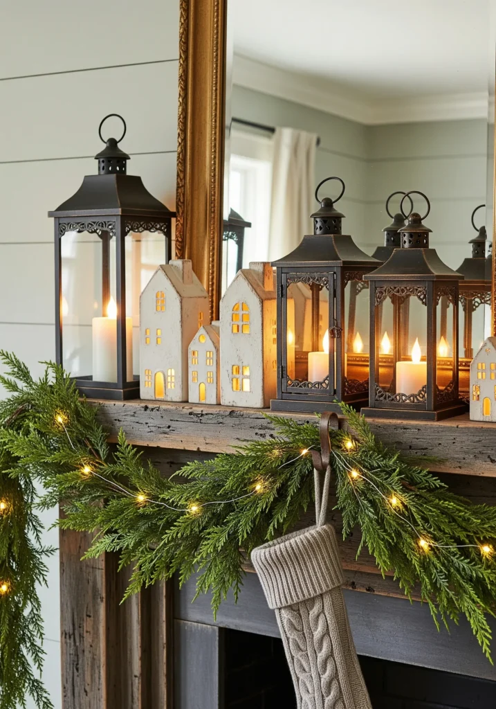 11 Cozy Farmhouse Christmas Mantels You Can Copy This Year farmhouse christmas mantel decorations