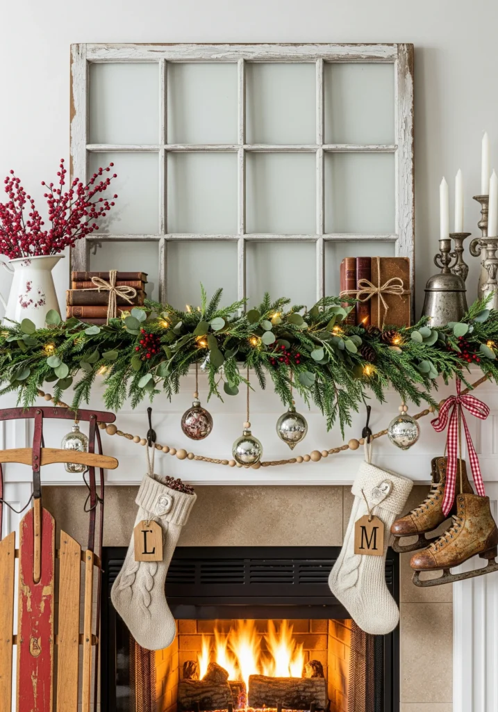 11 Cozy Farmhouse Christmas Mantels You Can Copy This Year farmhouse christmas mantel ideas