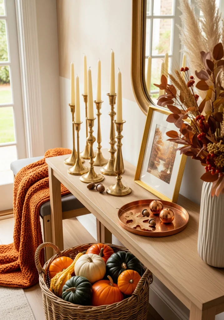 9 Fall Entryway Decor Ideas That Set the Perfect Seasonal Mood farmhouse fall entryway decor