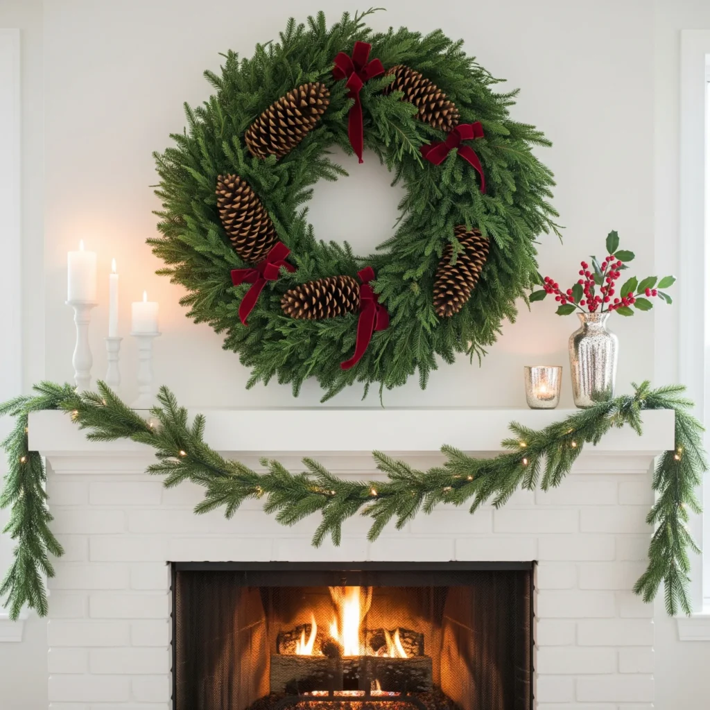 minimalist christmas mantel