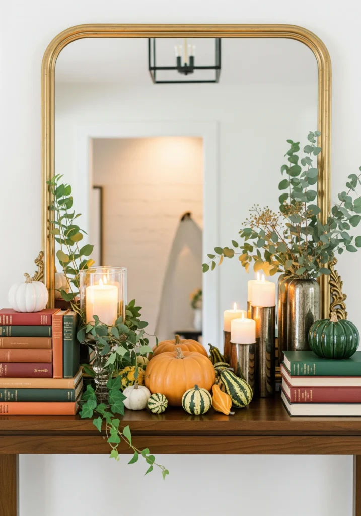 9 Fall Entryway Decor Ideas That Set the Perfect Seasonal Mood modern fall entryway styling