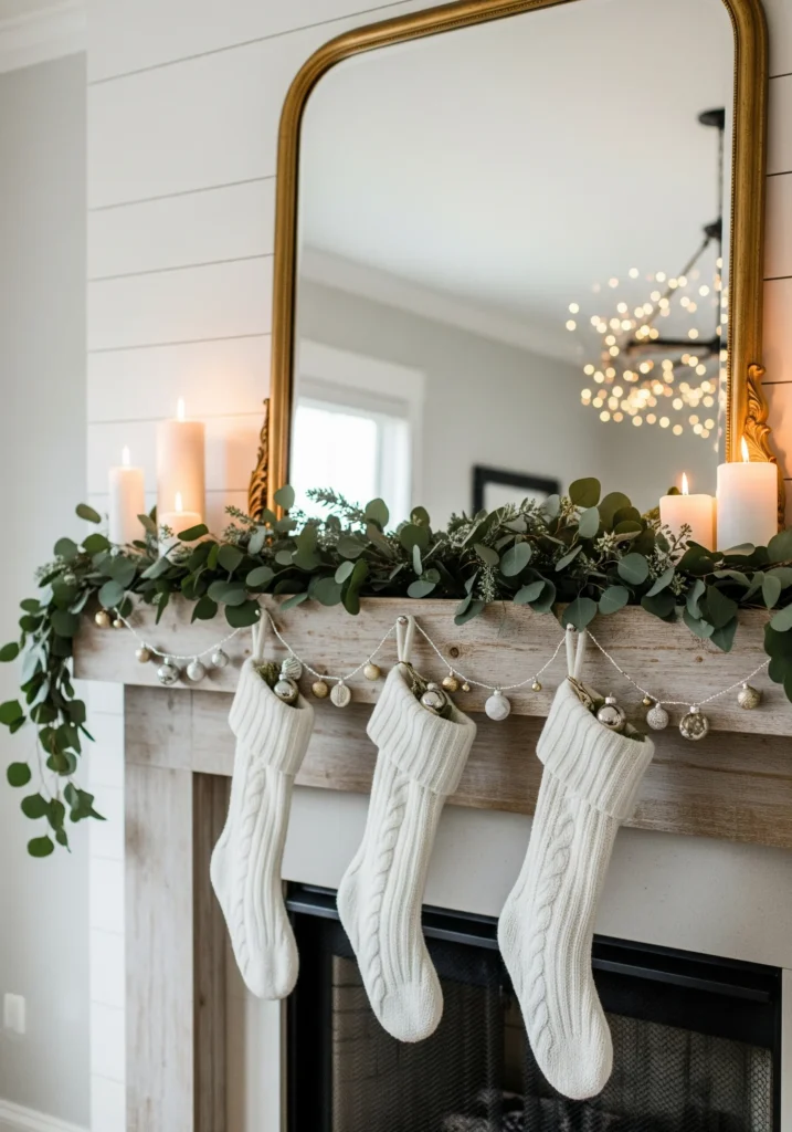 11 Cozy Farmhouse Christmas Mantels You Can Copy This Year modern farmhouse christmas mantel