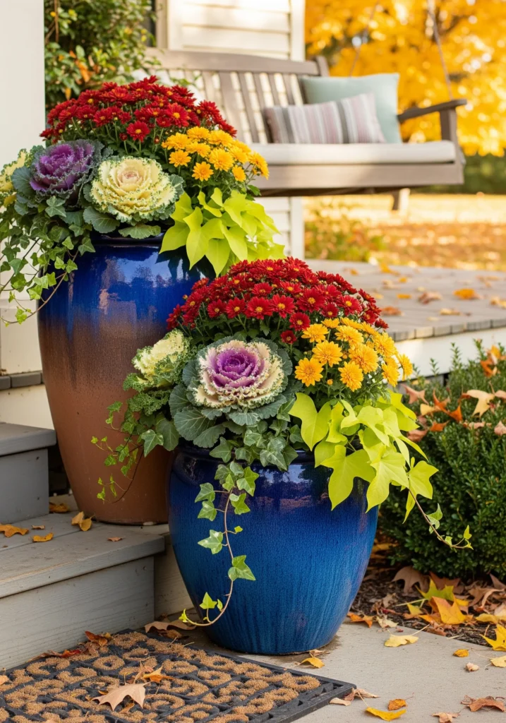 mums front porch planters