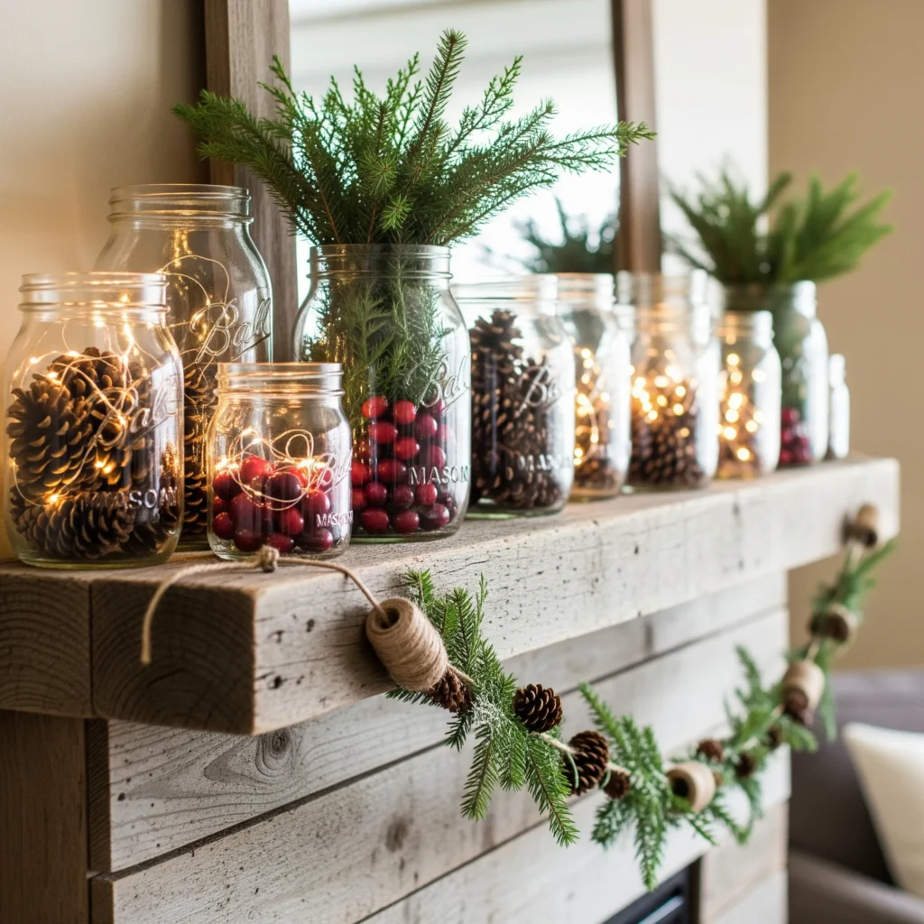 11 Rustic Christmas Mantel Ideas with Pinecones, Greenery & Lanterns pinecones and greenery mantel