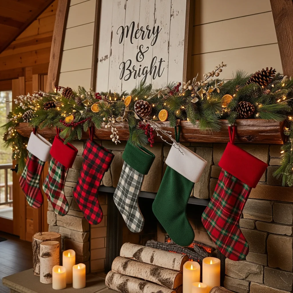 15 Classic & Cozy Christmas Mantel Ideas That’ll Make Your Living Room Feel Like a Holiday Movie plaid christmas mantel decor