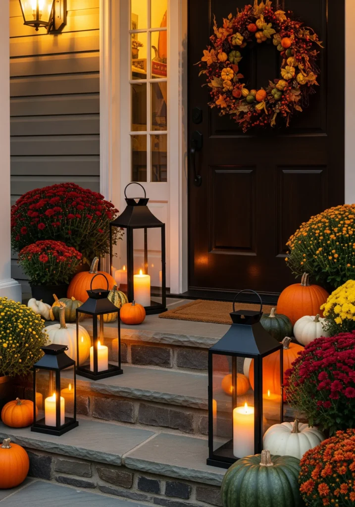 pumpkins on porch steps