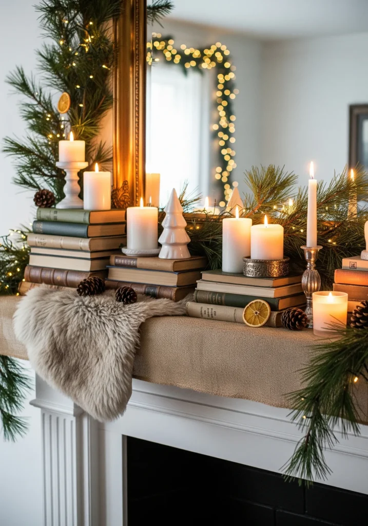 rustic christmas mantel decor