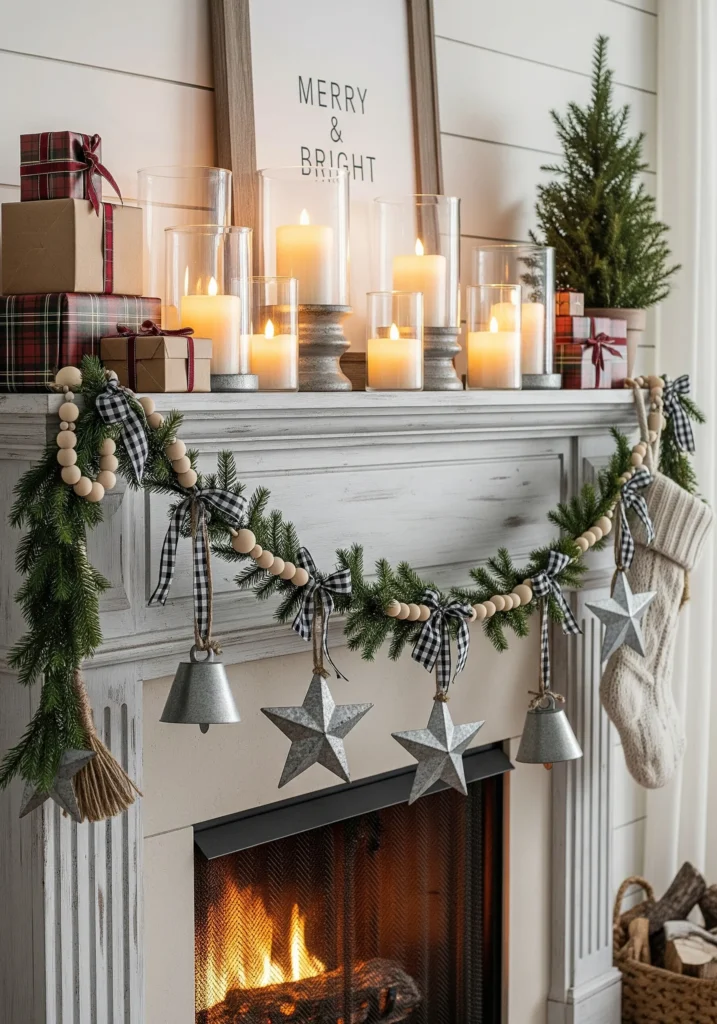 11 Cozy Farmhouse Christmas Mantels You Can Copy This Year rustic christmas mantel decor ideas