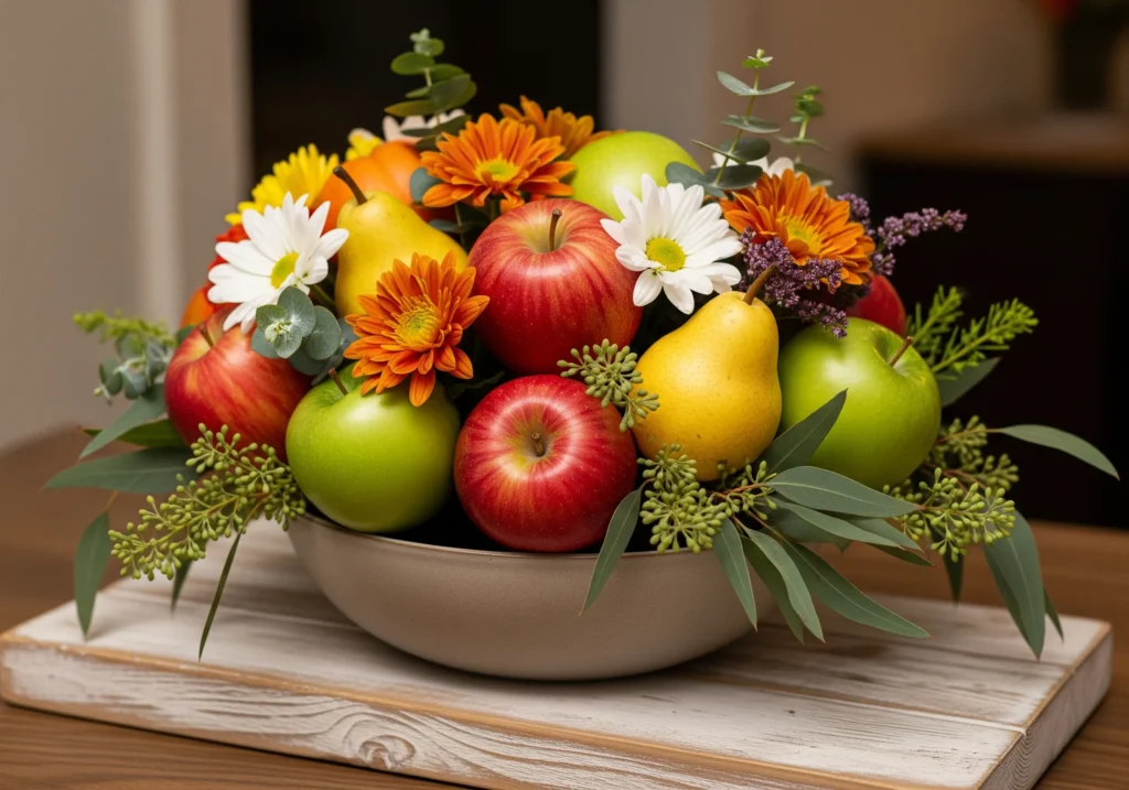 7 DIY Thanksgiving Centerpieces Using Grocery Store Finds thanksgiving fruit centerpiece
