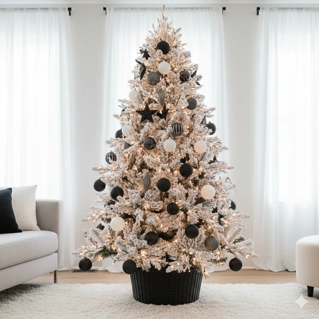 12 Modern & Minimalist Christmas Tree Ideas for a Chic Holiday Look black christmas decorations