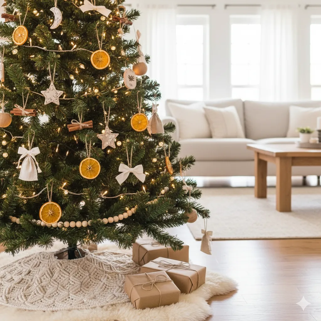10 Boho Christmas Tree Decorating Ideas with Neutral Tones bohemian christmas tree