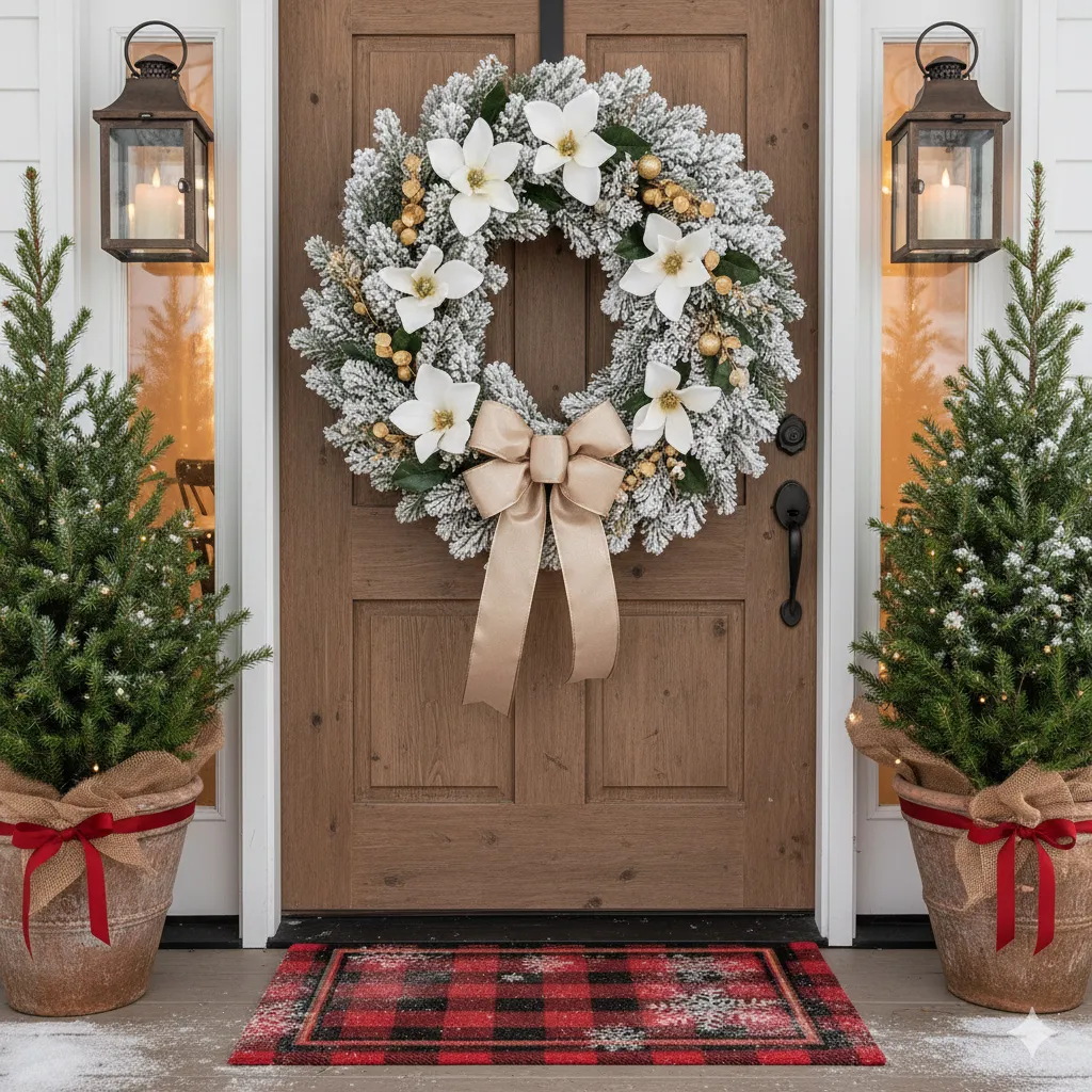 11 Christmas Wreaths with Bows & Florals for a Festive Entrance christmas wreath with bow