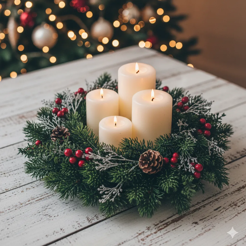 diy christmas centerpiece with candles