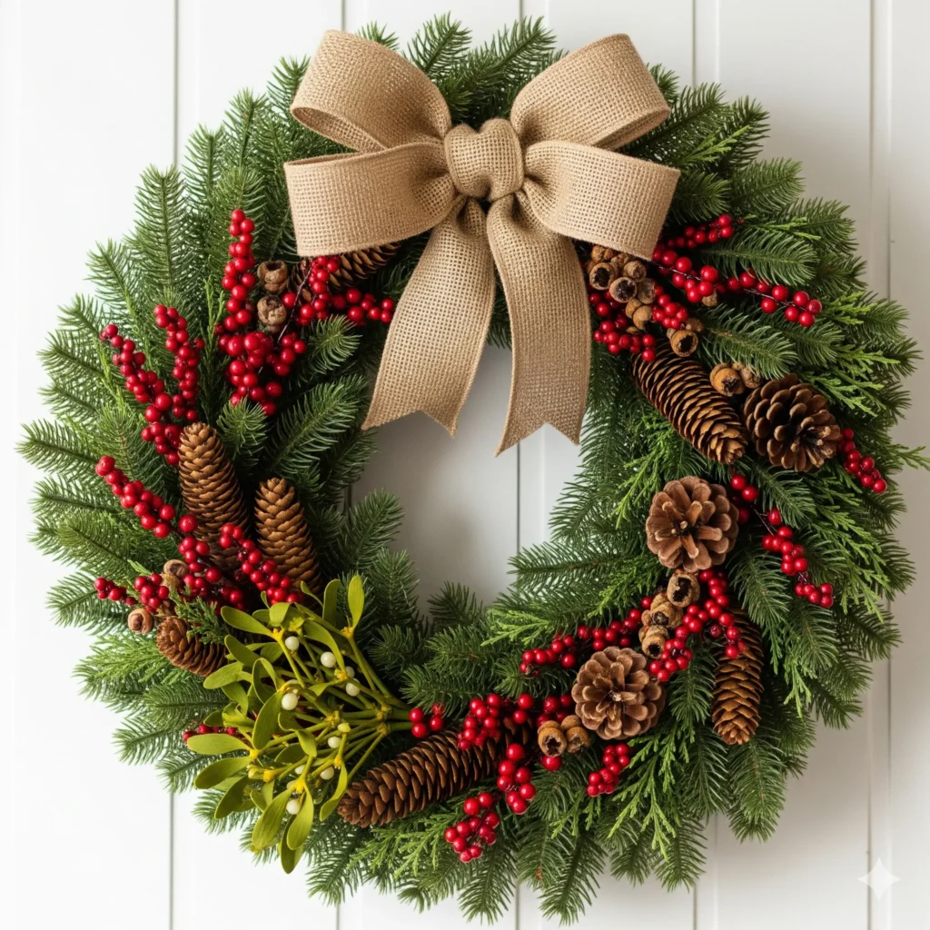 11 Rustic Christmas Wreath Ideas with Pinecones & Berries evergreen wreaths for christmas