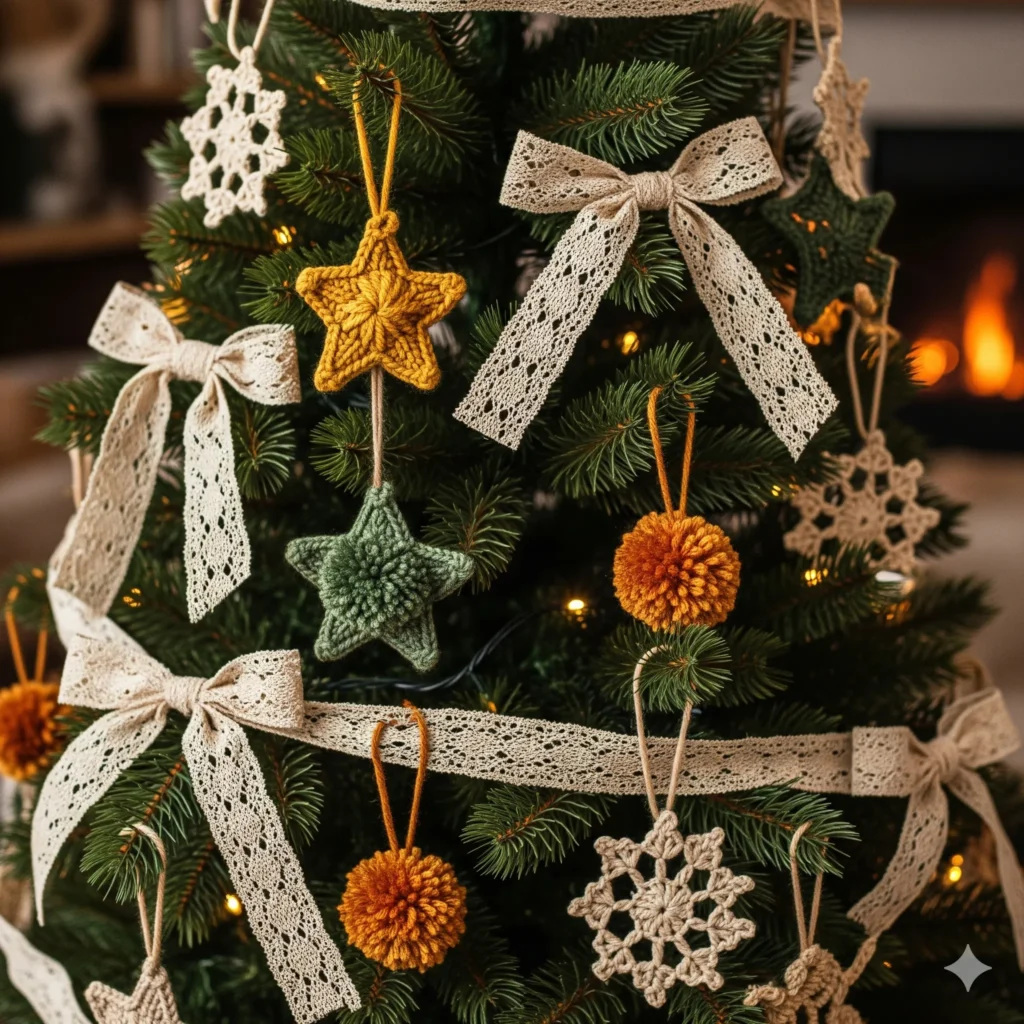 21 Rustic Christmas Tree Decorating Ideas with Natural Touches farmhouse christmas tree decorations