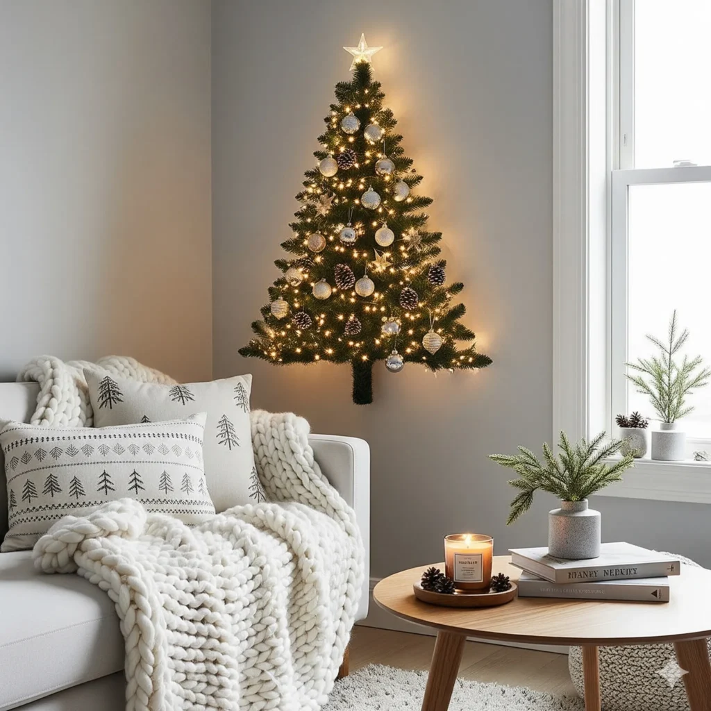 12 Modern & Minimalist Christmas Tree Ideas for a Chic Holiday Look flat christmas tree wall