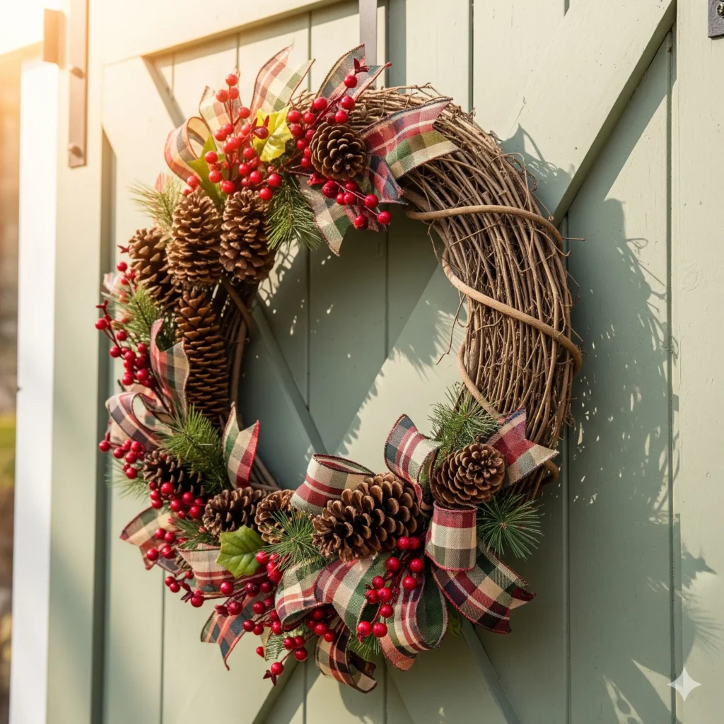 11 Rustic Christmas Wreath Ideas with Pinecones & Berries holiday wreaths