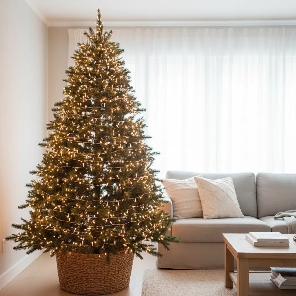 12 Modern & Minimalist Christmas Tree Ideas for a Chic Holiday Look minimal christmas tree with lights