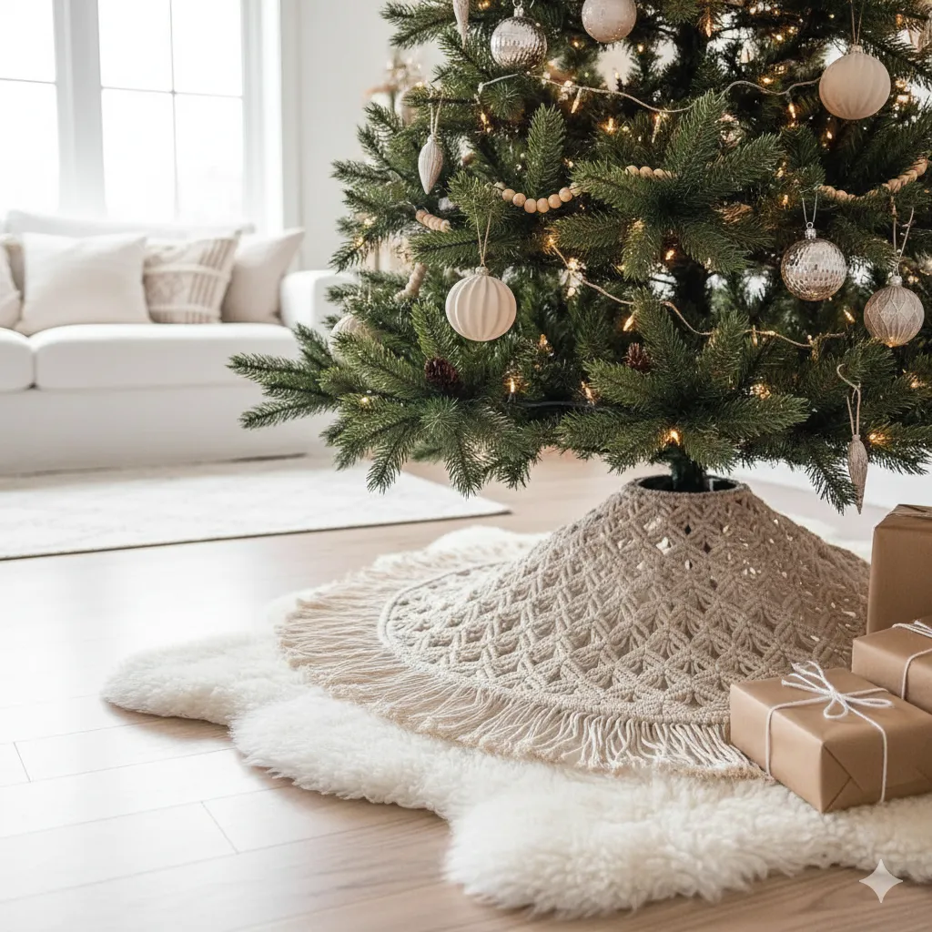 10 Boho Christmas Tree Decorating Ideas with Neutral Tones minimalist boho christmas tree ideas