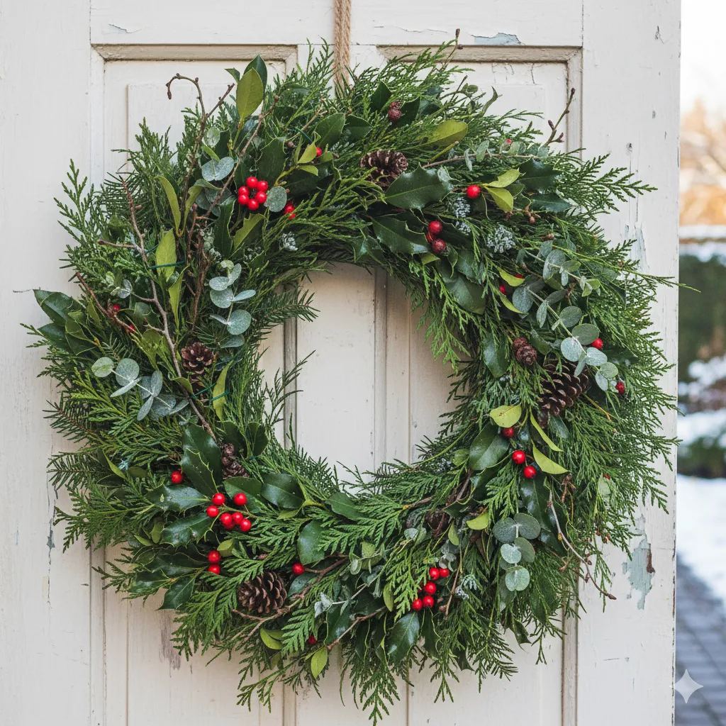 13 DIY Evergreen Christmas Wreaths Too Gorgeous Not to Try natural greenery wreath