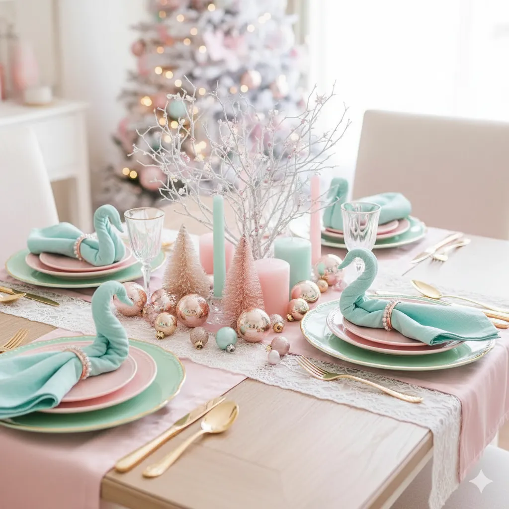 11 Must-Try Christmas Table Setting Ideas That Impress Every Guest pastel christmas decorations