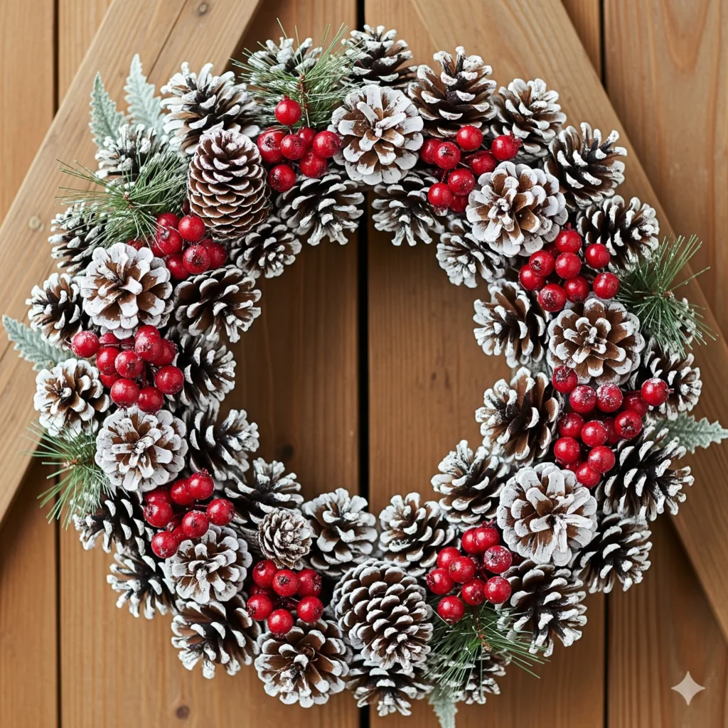 11 Rustic Christmas Wreath Ideas with Pinecones & Berries pinecone wreath
