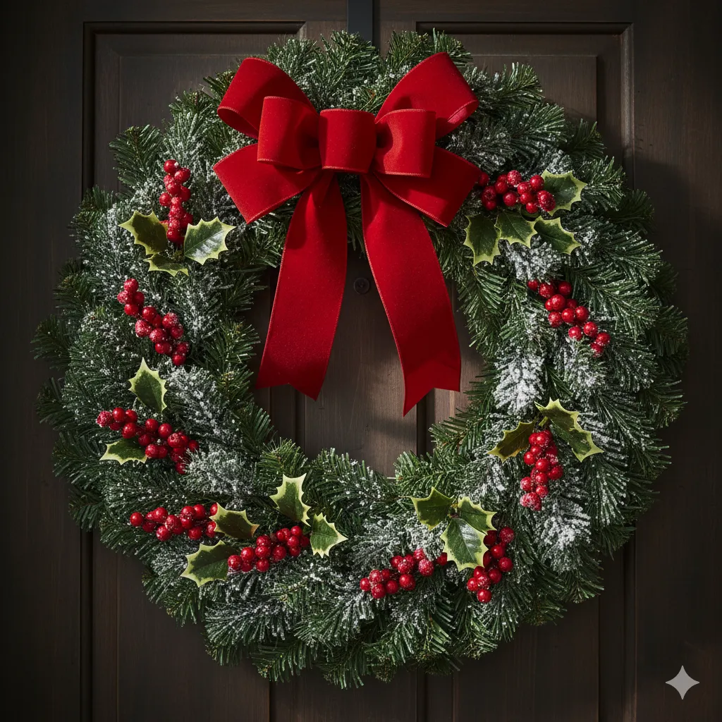 red bow christmas wreath