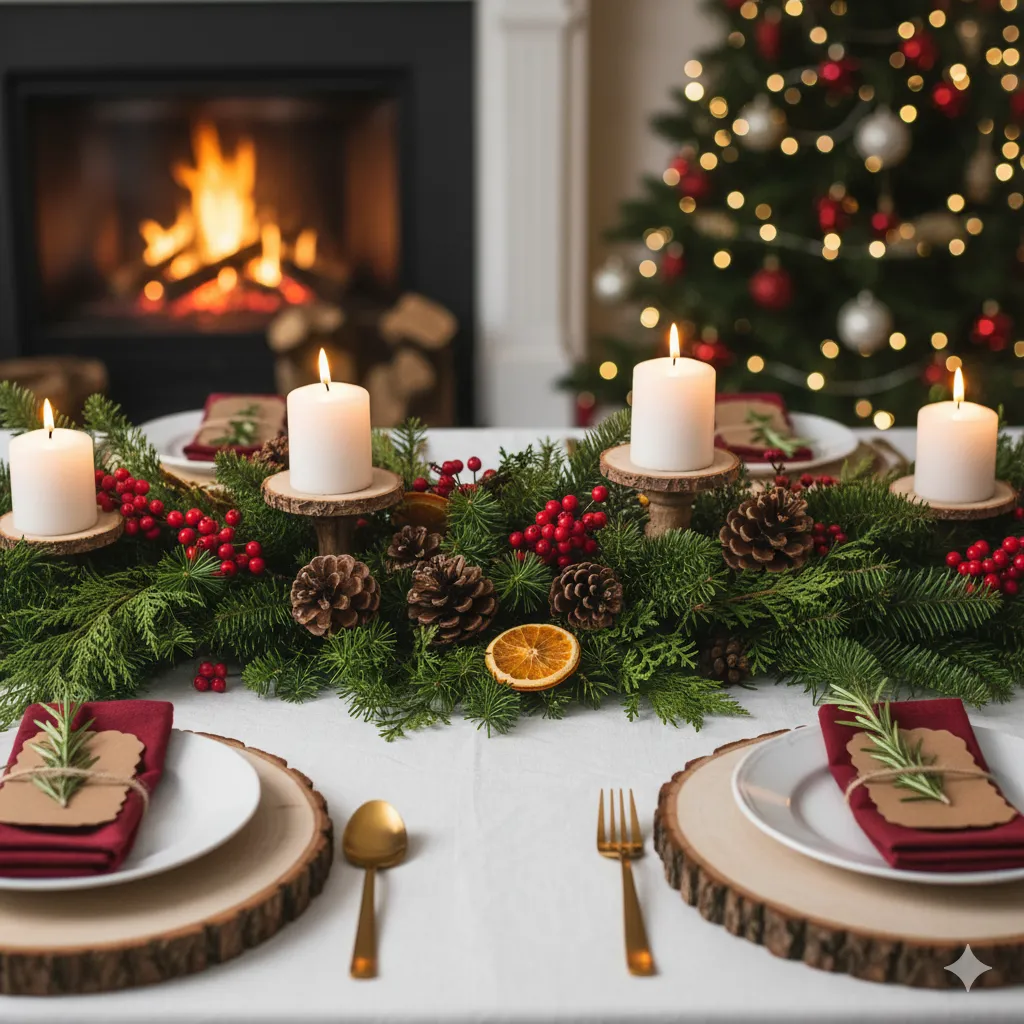 15 DIY Christmas Table Decor: Stunning Ideas on a Budget rustic christmas table ideas
