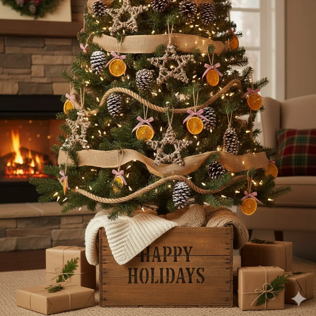 21 Rustic Christmas Tree Decorating Ideas with Natural Touches rustic christmas tree decor