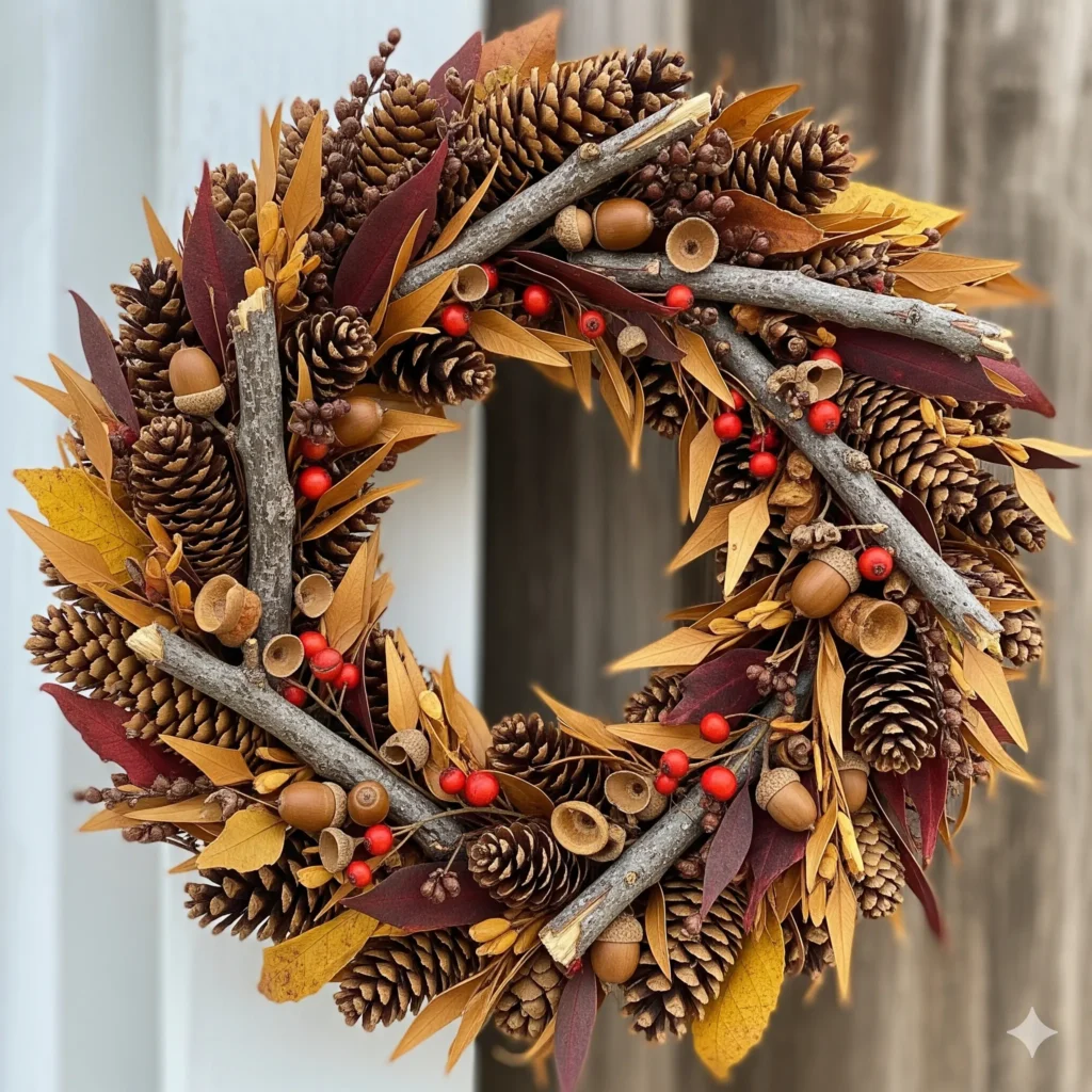 11 Rustic Christmas Wreath Ideas with Pinecones & Berries rustic wreath ideas