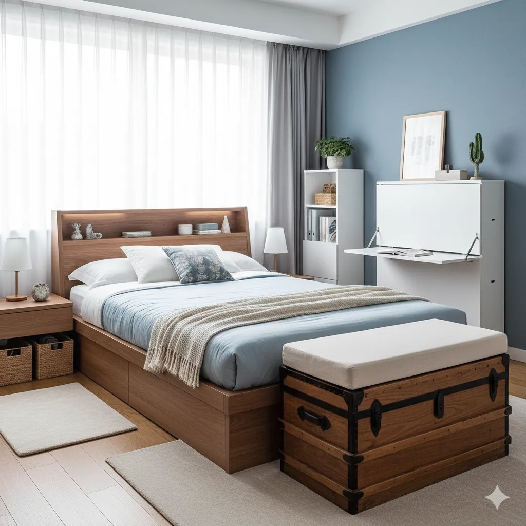 15 Small Bedroom Decor Ideas That Instantly Make Your Space Look Bigger small bedroom storage ideas