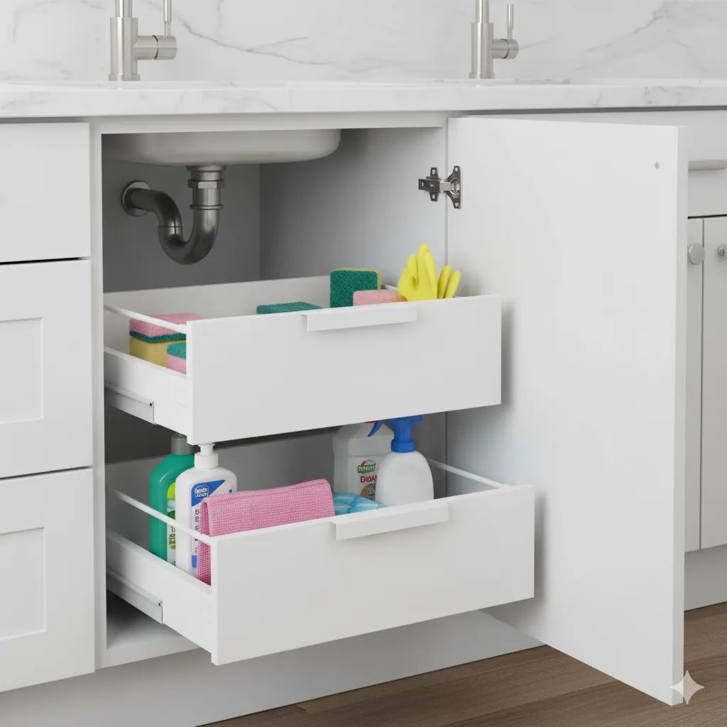 under sink cabinet organization