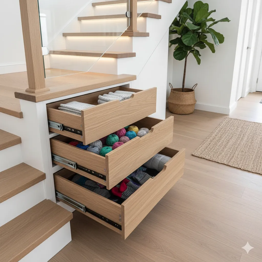 14 Clever Under Stair Storage Ideas You’ll Wish You Tried Sooner under stair storage drawers