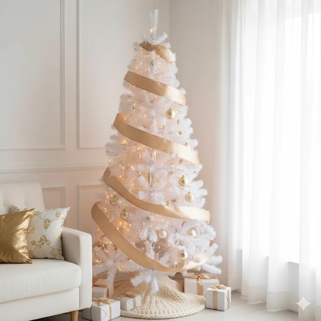 15 Elegant Gold & White Christmas Tree Ideas That Look Absolutely Stunning white and gold christmas tree aesthetic