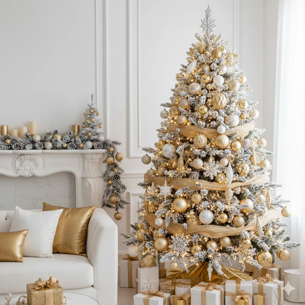 15 Elegant Gold & White Christmas Tree Ideas That Look Absolutely Stunning white and gold christmas tree ornaments